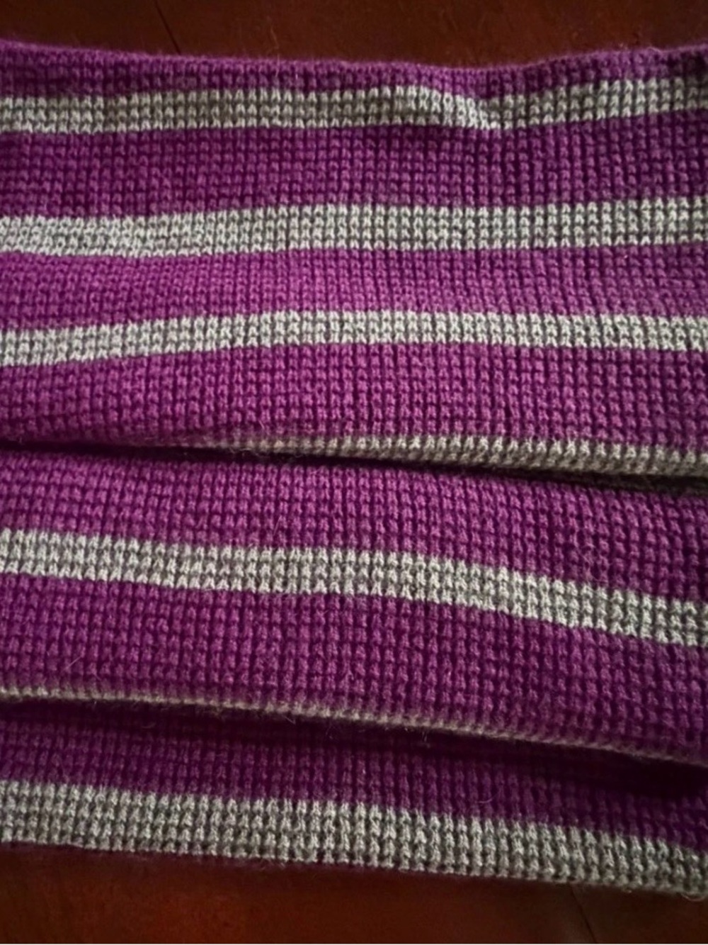 J. Crew Purple & Gray Striped Infinity Scarf